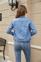 Women's Short Cropped Jean Jacket – Classic Button Front Jacket