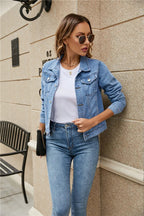 Women's Short Cropped Jean Jacket – Classic Button Front Jacket