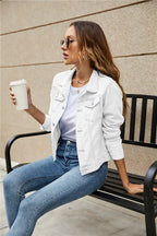 Women's Short Cropped Jean Jacket – Classic Button Front Jacket