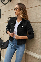 Women's Short Cropped Jean Jacket – Classic Button Front Jacket