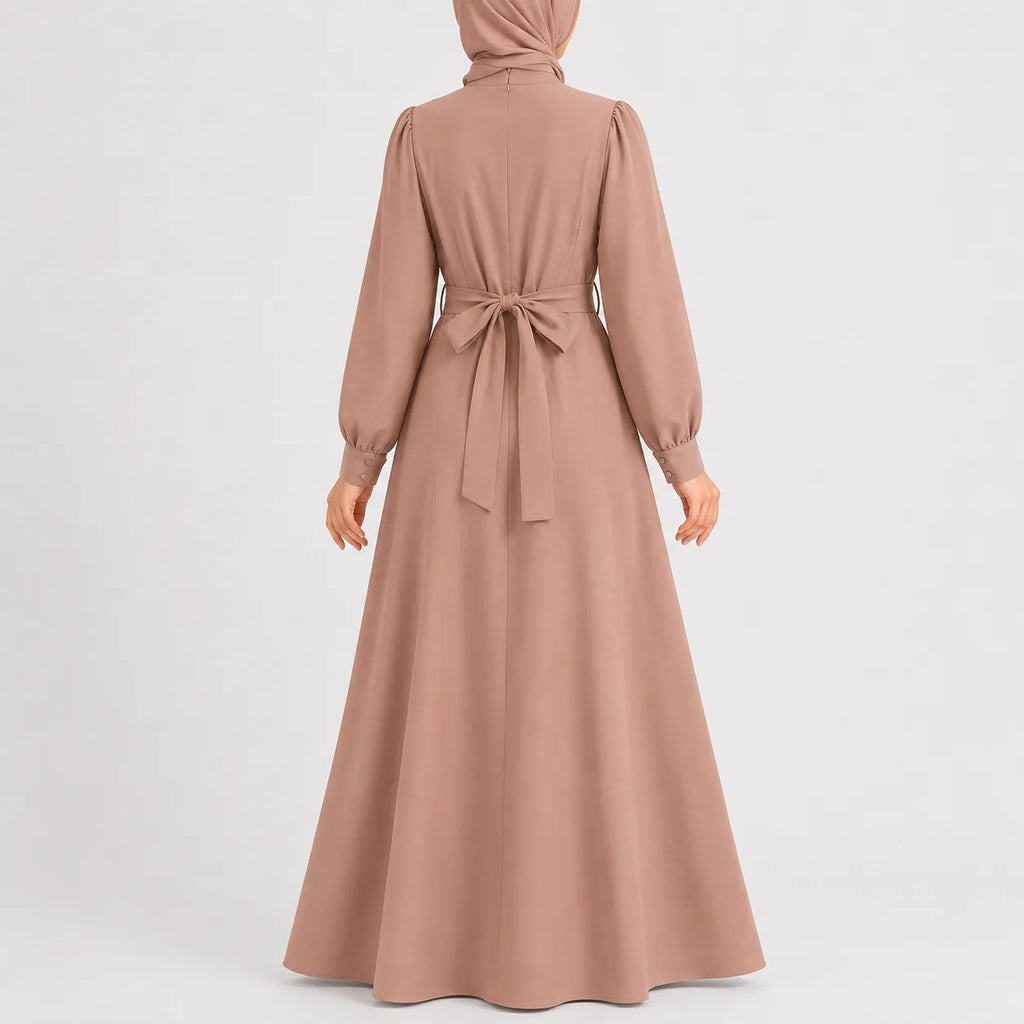 Women's High Waist Maxi Dress – Mock Neck Long Sleeve Flowy Dress