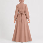 Women's High Waist Maxi Dress – Mock Neck Long Sleeve Flowy Dress