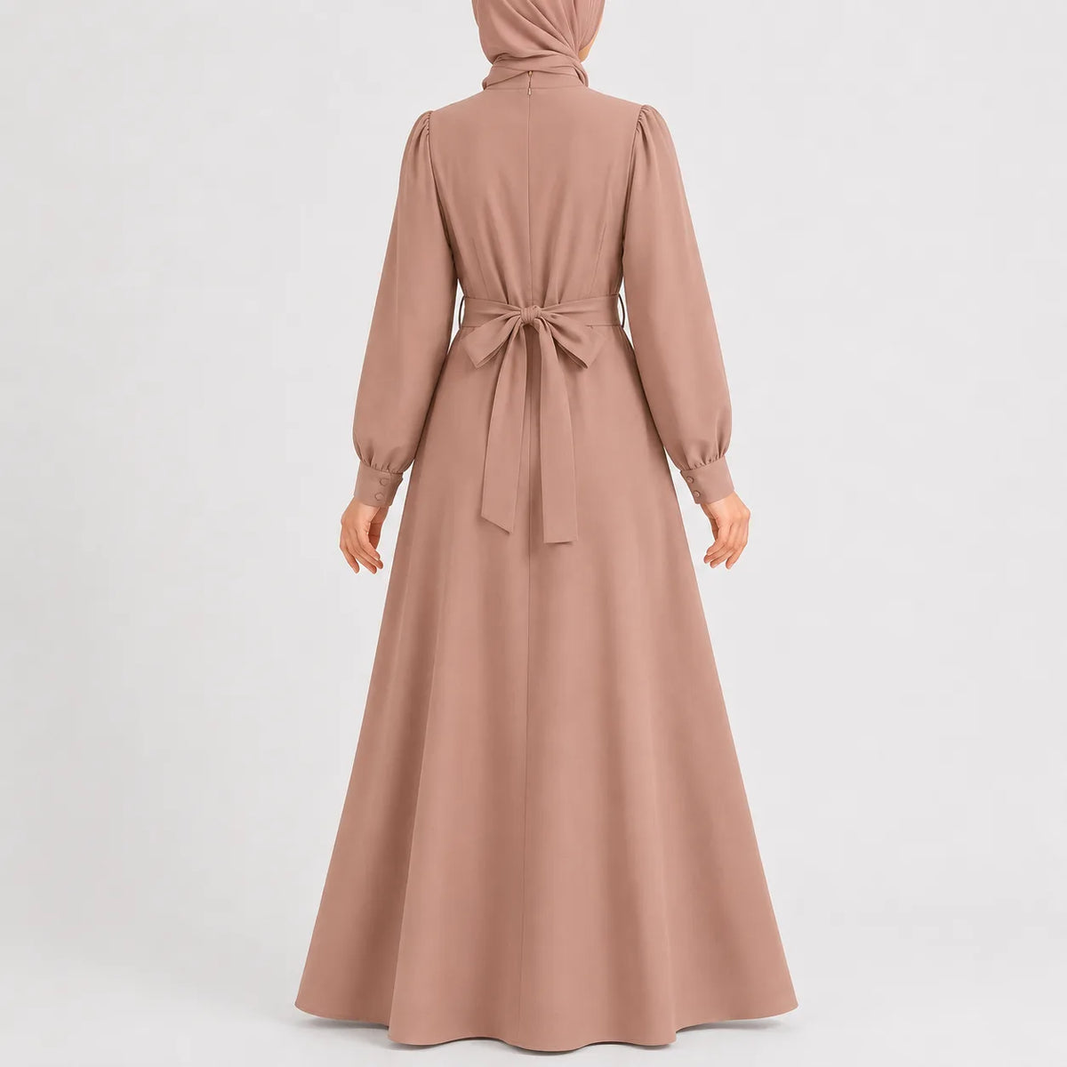 Women's High Waist Maxi Dress – Mock Neck Long Sleeve Flowy Dress