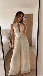Women's Pleated Formal Jumpsuit – Tailored Evening Occasion Jumpsuit