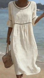 Women's Figure-Flattering Midi Dress – Flowy Day-to-Evening Occasion Dress