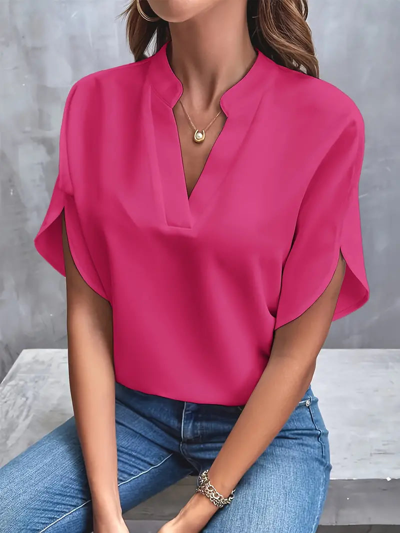 Women's Collared Button Front Blouse – Lightweight Relaxed Fit Blouse