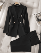 Women's Elegant Tailored Pants Suit – Double-Breasted Blazer Set