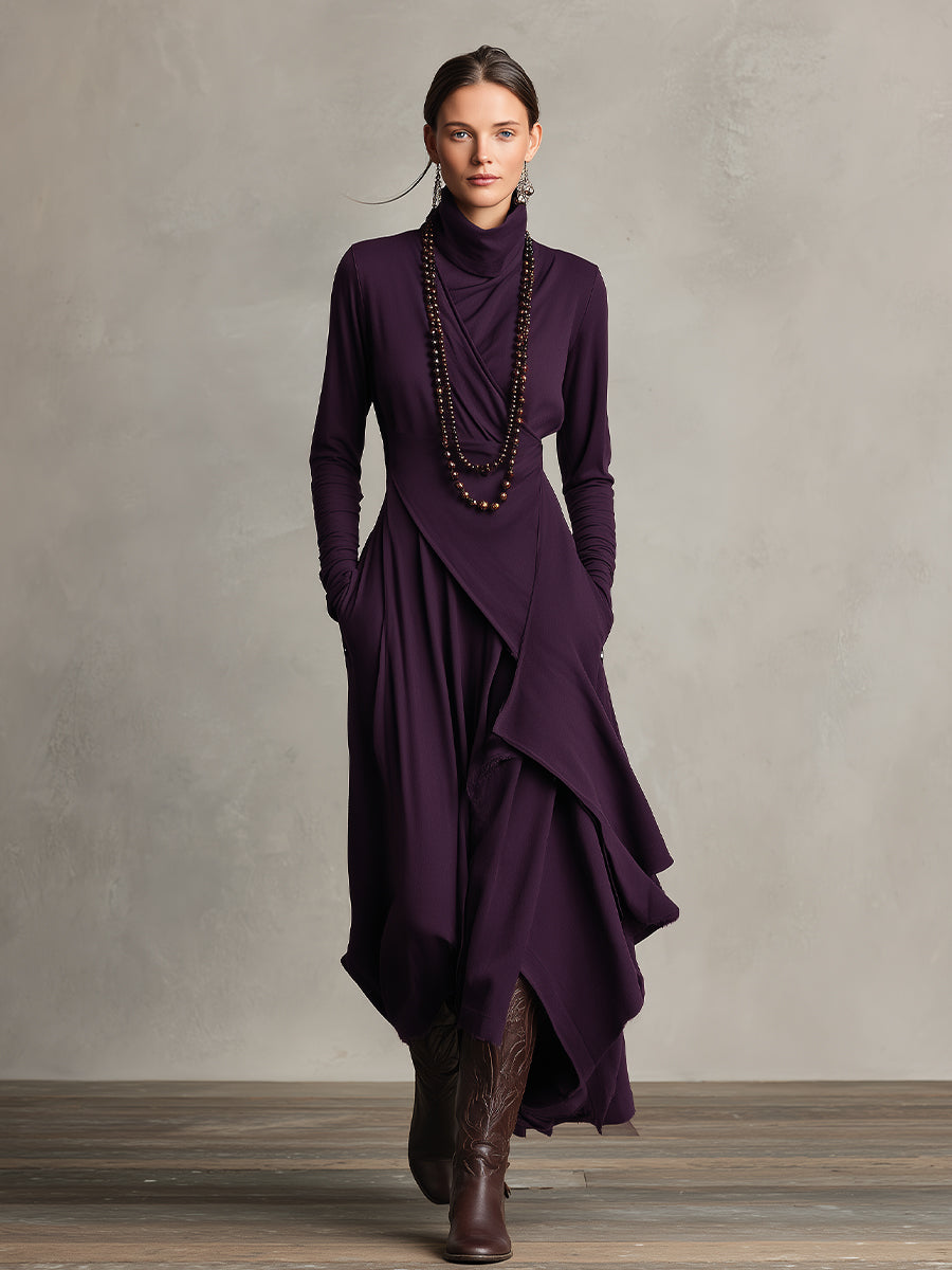 Women's High Neck Maxi Dress – Knit Sweater Dress
