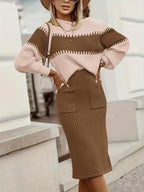 Women's Ribbed Sweater Set – Matching Knit Skirt Set