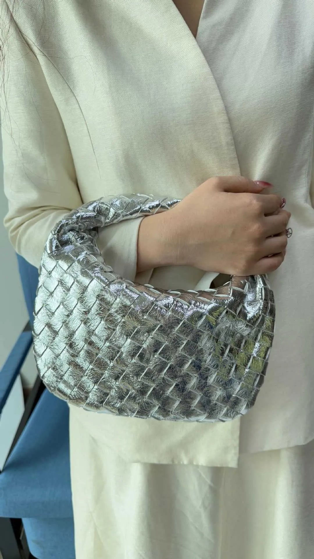 Women's Metallic Braided Handbag – Evening Occasion Bag – Blair