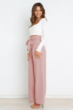 Women's High Waist Paperbag Pants – Bow Waist Wide Leg Trousers