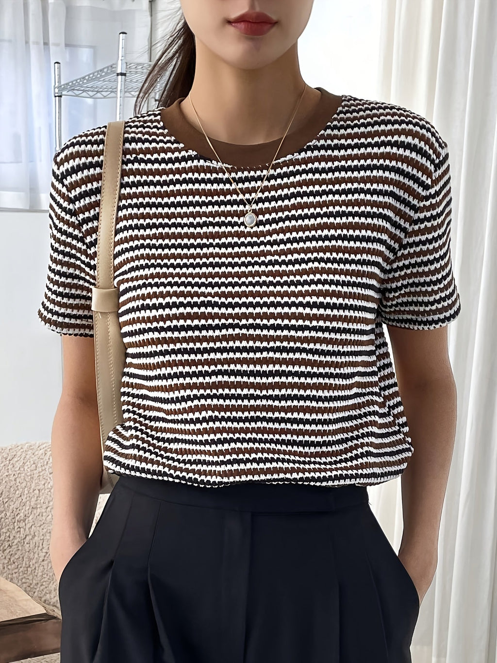 Women’s Padded Blouse – Casual Geometric Blouse – Freya