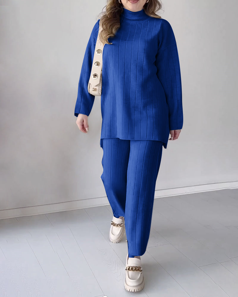 Women's Printed Lounge Set – Split Hem Matching Set