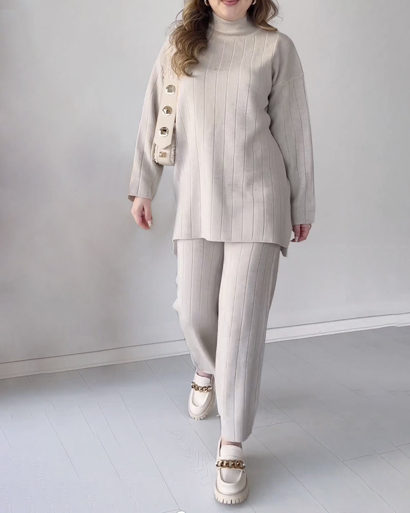 Women's Printed Lounge Set – Split Hem Matching Set