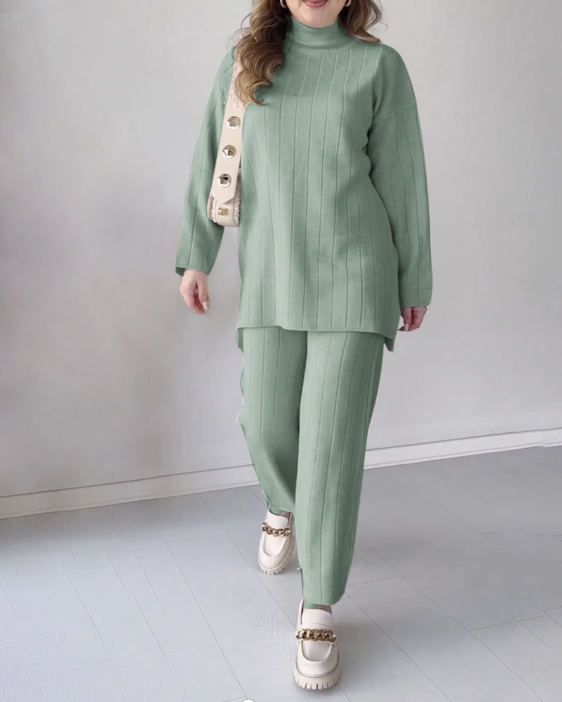 Women's Printed Lounge Set – Split Hem Matching Set