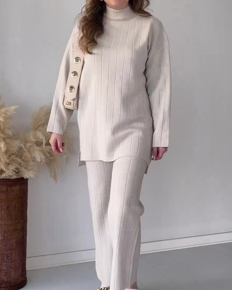 Women's Printed Lounge Set – Split Hem Matching Set