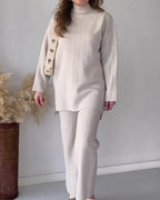Women's Printed Lounge Set – Split Hem Matching Set