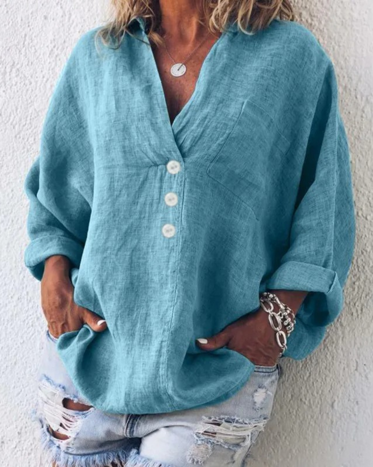 Women's Ibiza Style Boho Blouse – Slim Fit Casual Summer Blouse