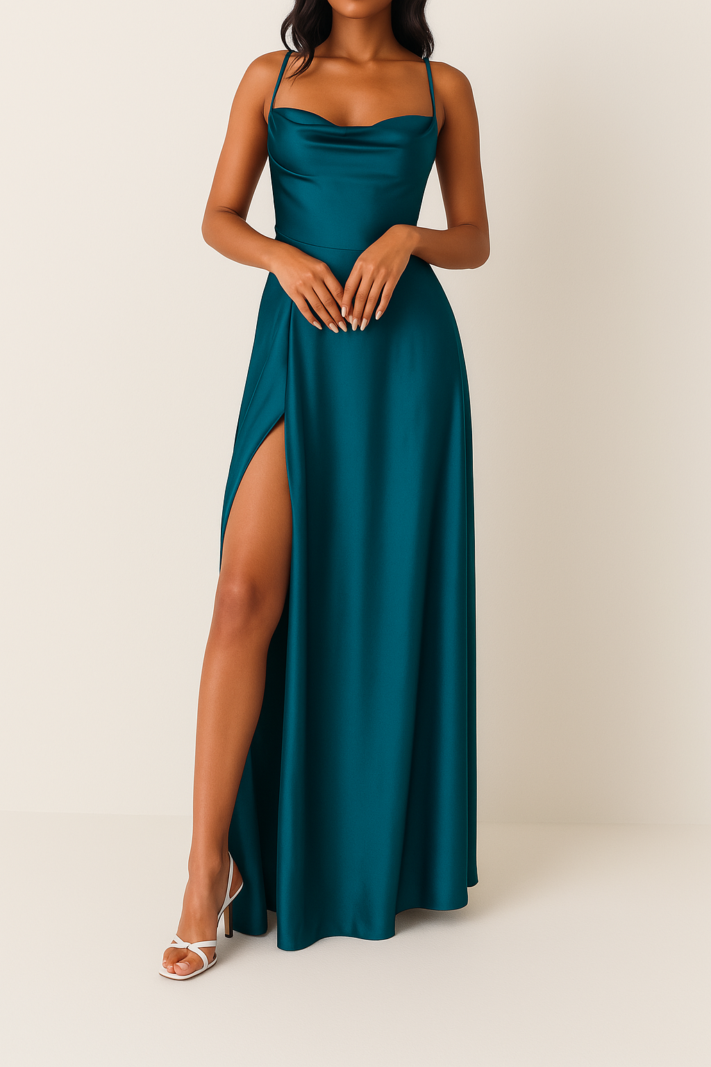 Women's Sleeveless Slit Maxi Dress – High Split Evening Dress