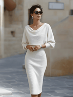 Women's Boat Neck Bodycon Dress – Batwing Sleeve Dress