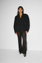 Women's Lace Flared Pants – Sheer Floral Pants