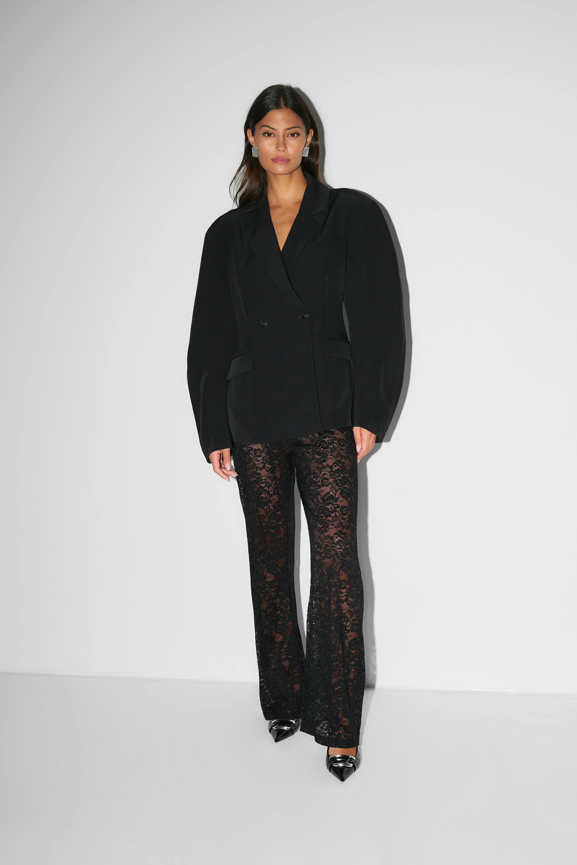 Women's Lace Flared Pants – Sheer Floral Pants