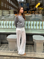 Women's Lace Flared Pants – Sheer Floral Pants