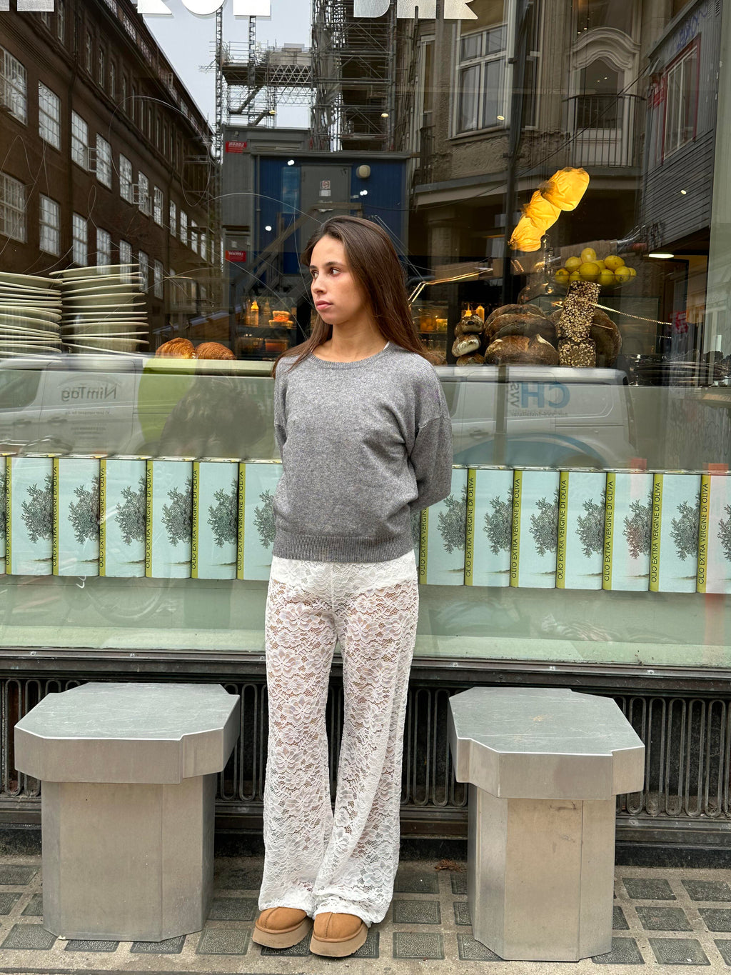 Women's Lace Flared Pants – Sheer Floral Pants