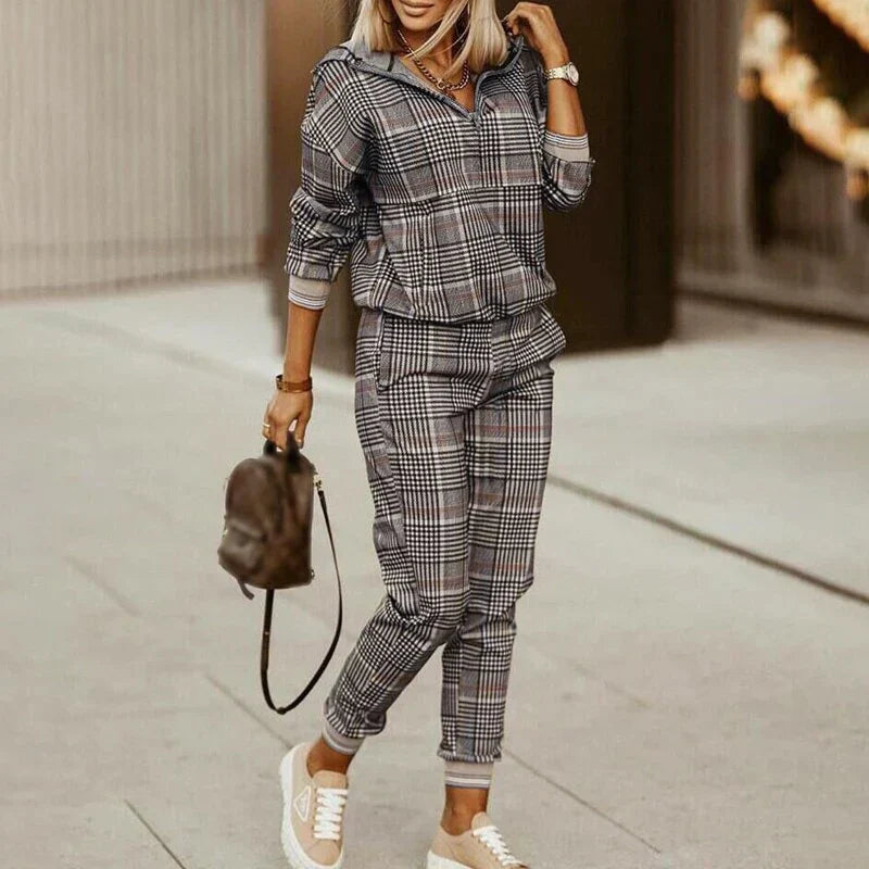 Women's Plaid Shacket Set – Matching Jacket & Pants Set