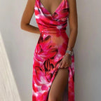 Women's Floral Midi Dress – V-Neck Summer Dress