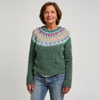 Women's Nordic Icelandic Sweater – Patterned Crew Neck Winter Pullover