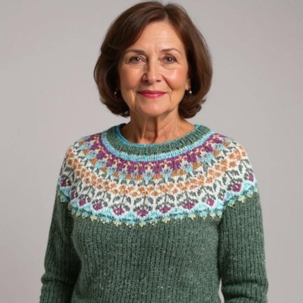 Women's Nordic Icelandic Sweater – Patterned Crew Neck Winter Pullover