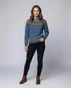 Women's Vintage Icelandic Sweater – Nordic Pattern Crew Neck Knit Pullover