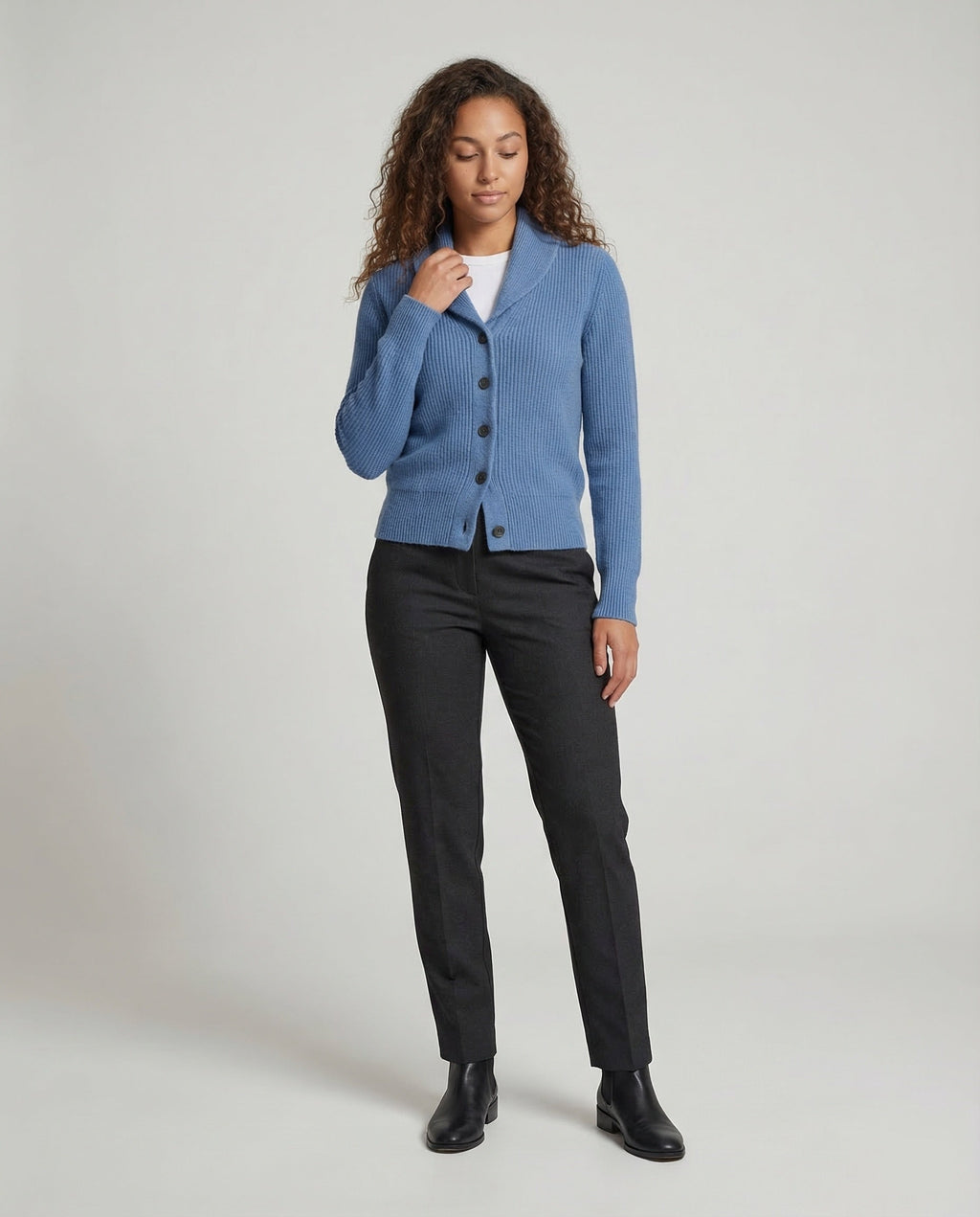Women's Collared Knit Cardigan – Lapel Neck Button Front Cardigan