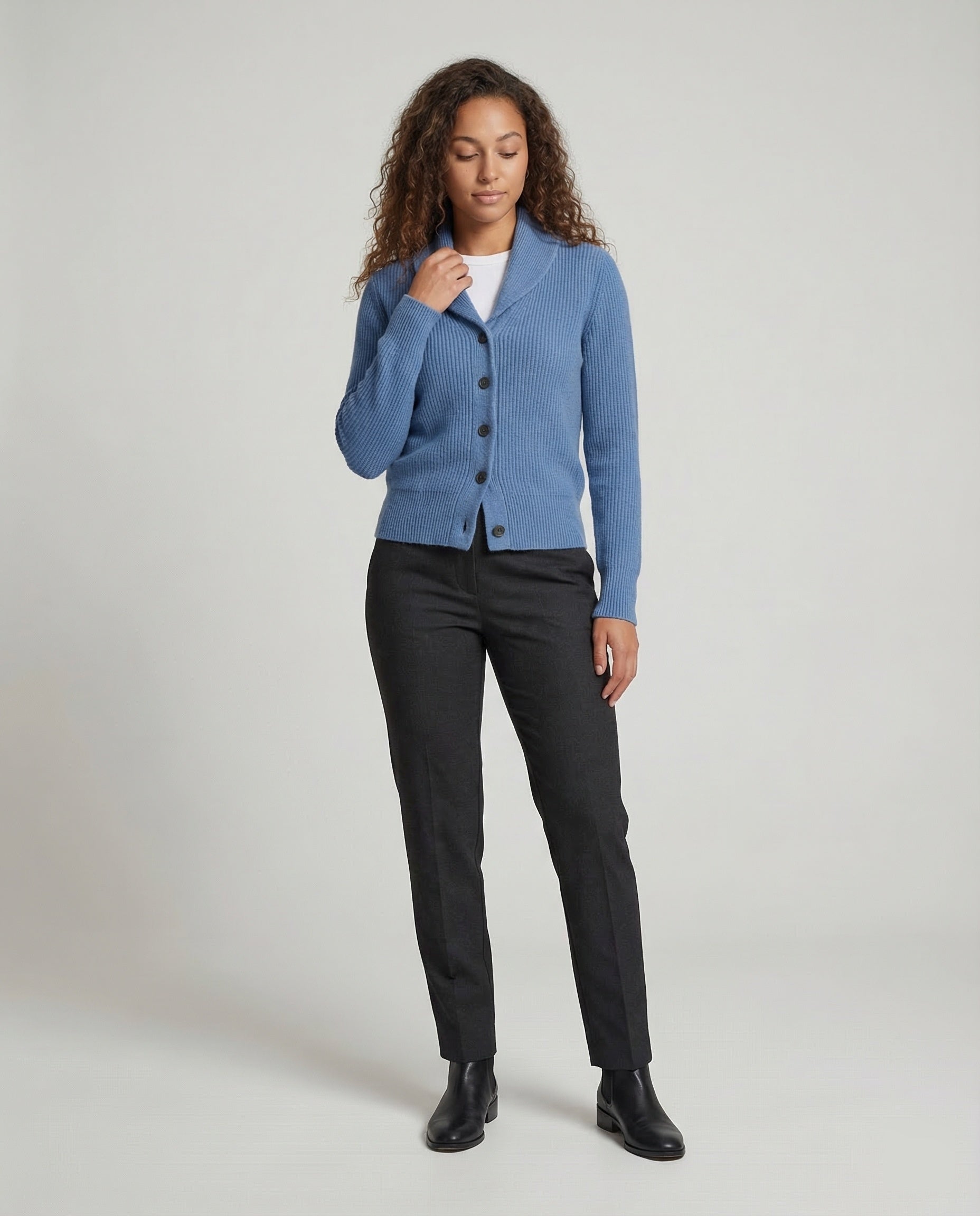 Women's Collared Knit Cardigan – Lapel Neck Button Front Cardigan