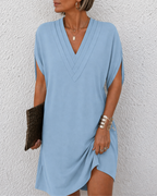 Women's Short Sleeve Wrap Dress – V-Neck Flowy Summer Dress