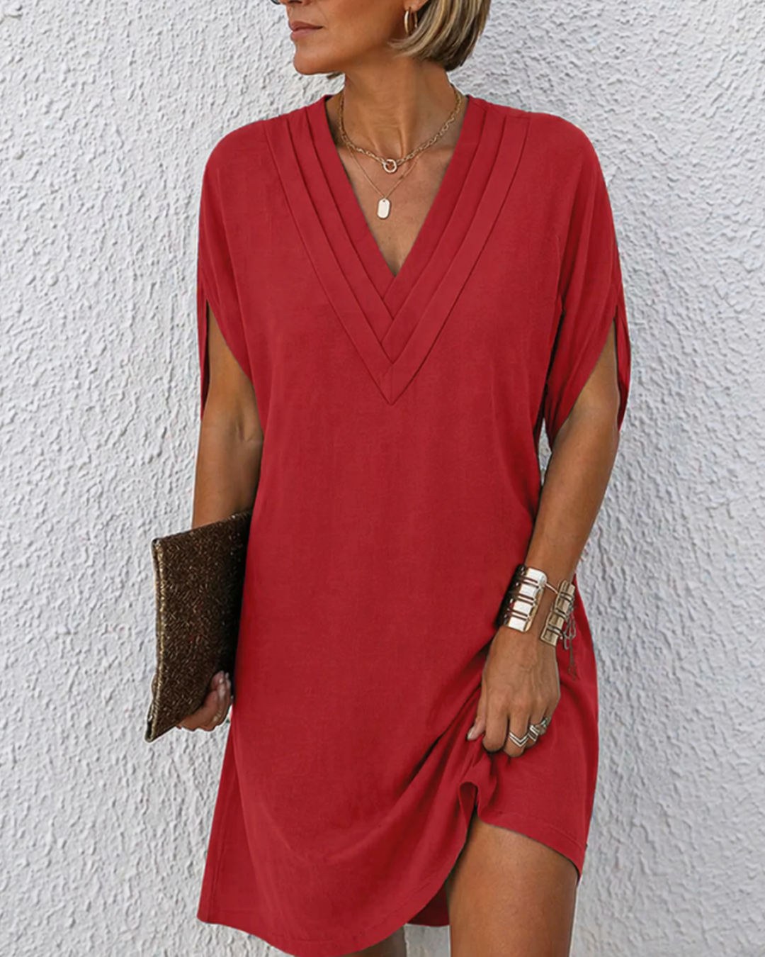 Women's Short Sleeve Wrap Dress – V-Neck Flowy Summer Dress