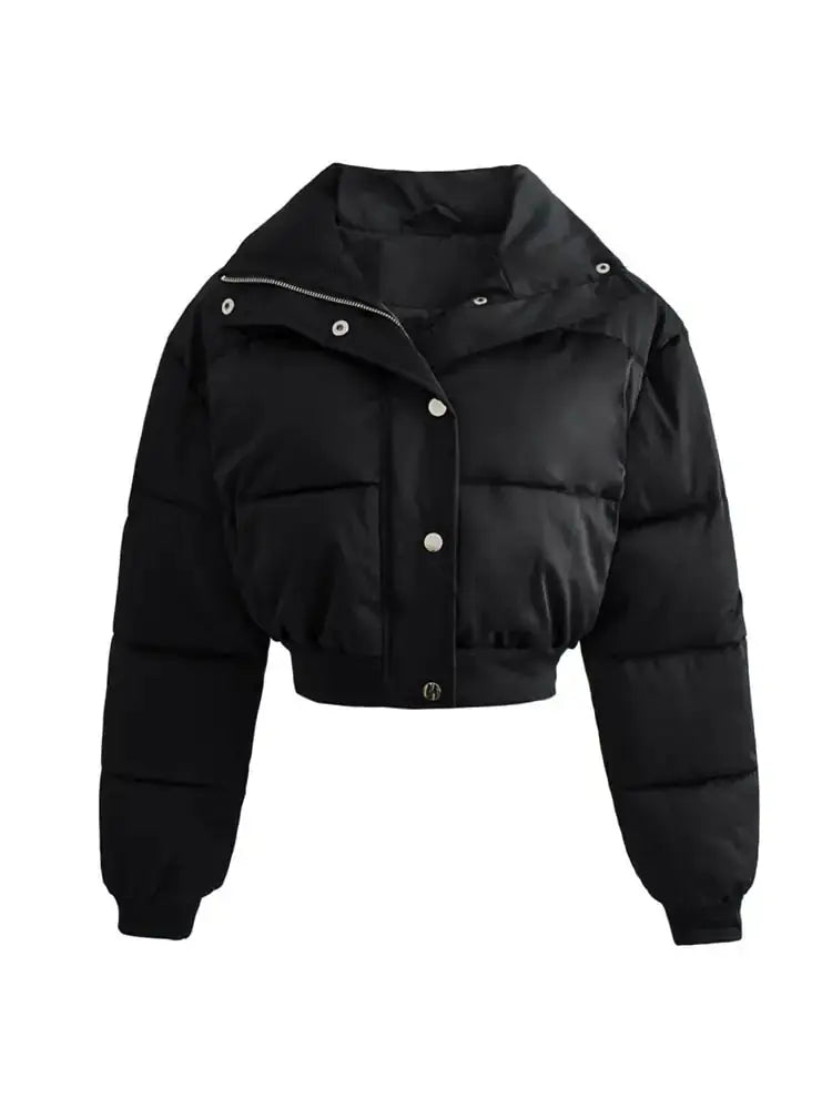 Women's Cropped Puffer Jacket – Boxy Quilted Winter Jacket