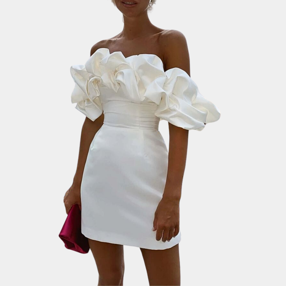 Women's Boho White Mini Dress – Flowy Relaxed Vacation Dress