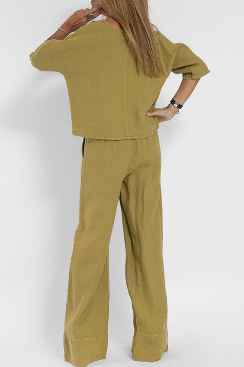 Women's Relaxed Summer Pants Set – Lightweight Top & Wide Leg Pants Set