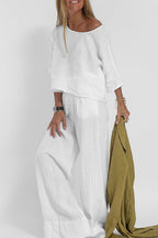 Women's Relaxed Summer Pants Set – Lightweight Top & Wide Leg Pants Set