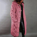 Women's Knee Length Hooded Coat – Button Front Winter Coat