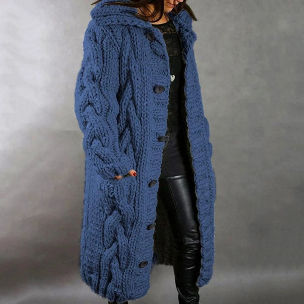 Women's Knee Length Hooded Coat – Button Front Winter Coat