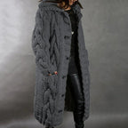Women's Knee Length Hooded Coat – Button Front Winter Coat