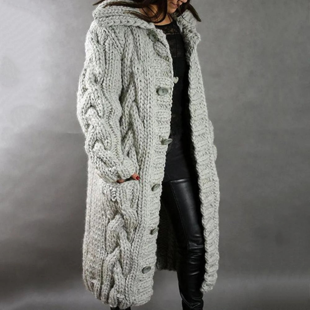Women's Knee Length Hooded Coat – Button Front Winter Coat