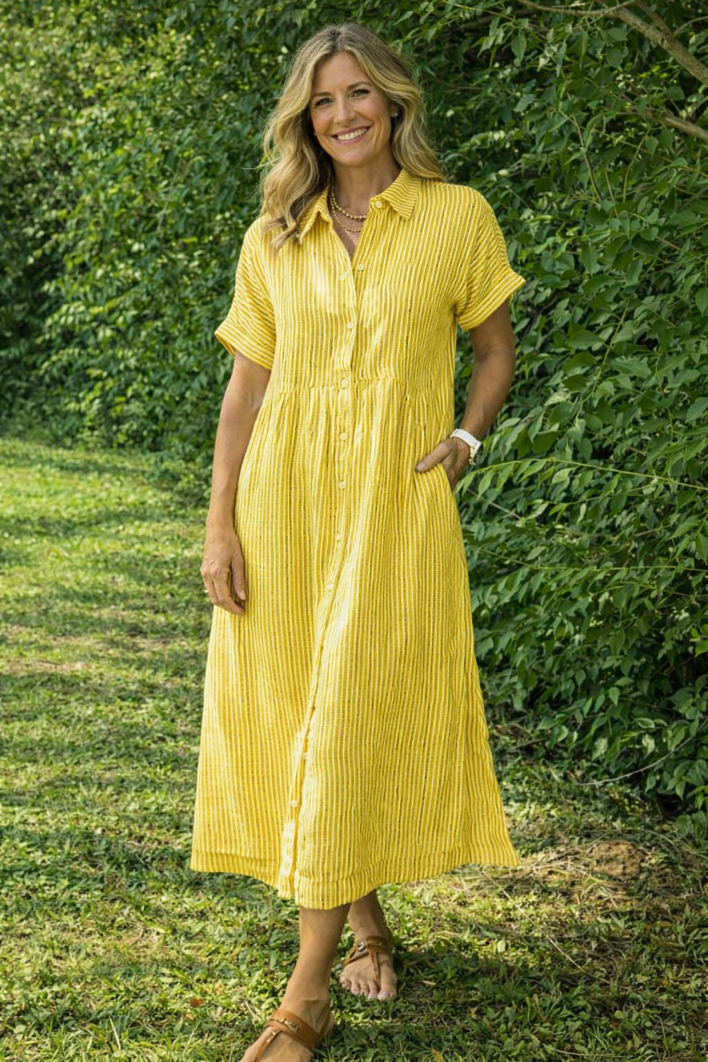 Women's Button-Up Shirt Dress – Casual Summer Dress