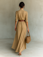 Women's Wrap Maxi Dress – Plunging V-Neck Dress