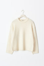 Women's Oversized Sweater – Balloon Sleeve Round Neck Pullover