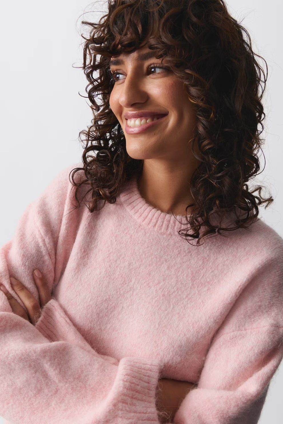 Women's Oversized Sweater – Balloon Sleeve Round Neck Pullover
