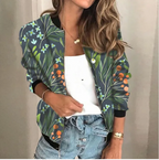 Women's Patterned Zip Jacket – Lightweight Printed Casual Jacket